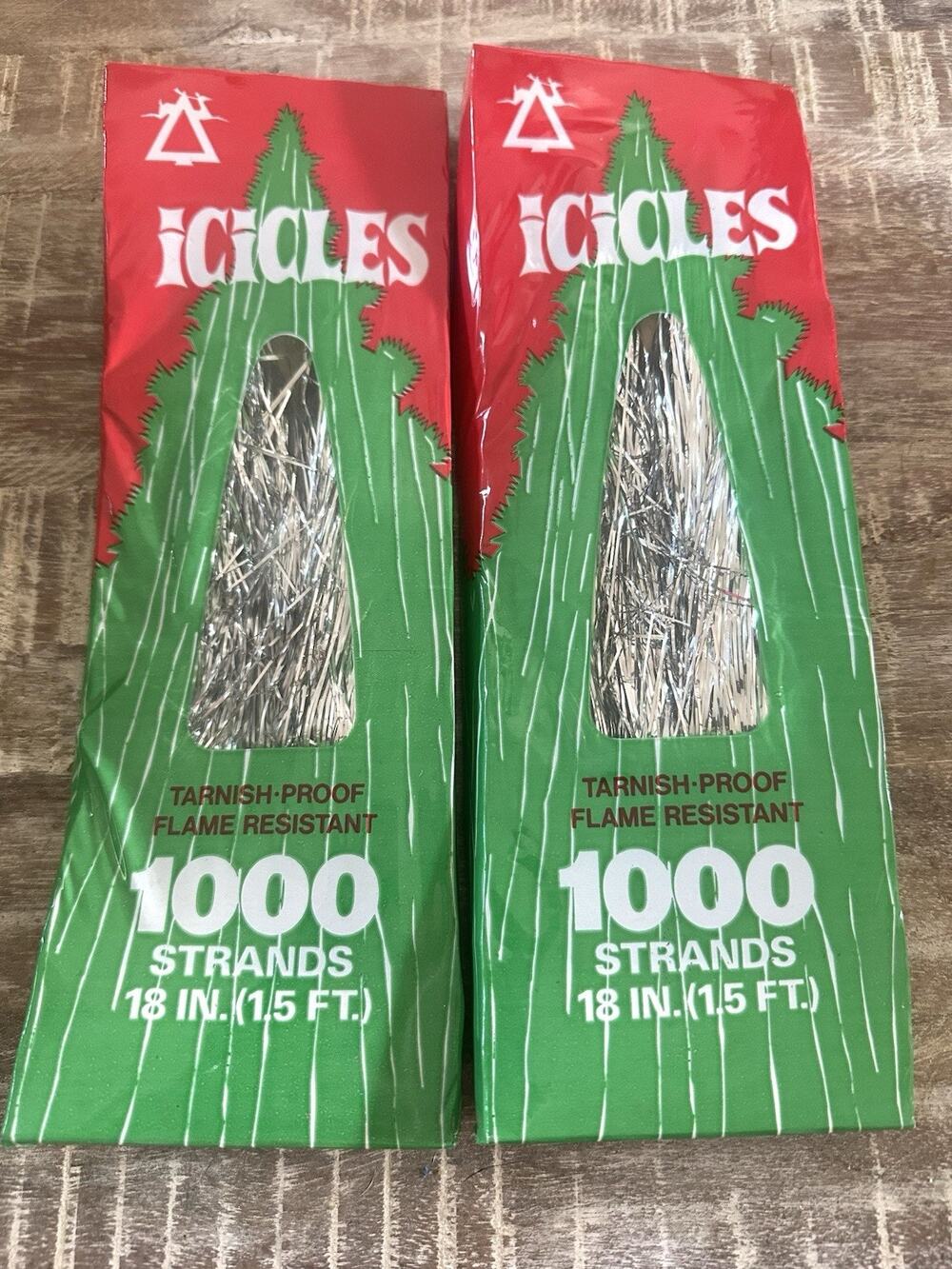 VTG Icicles Christmas Tinsel 2 Packs 1000 Strands Each Silver NOS Sealed USA